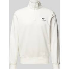 Lacoste High Neck Zip-Up Print Sweatshirt - White