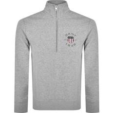 Gant Grey Clothing Gant Mens Print Half Zip Sweatshirt - Grey