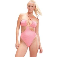 Pink Swimsuits Speedo FLU3NTE Gingham Cut-Out Swimsuit - Pink