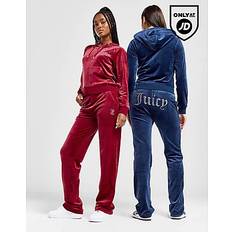 Red - Women Trousers Juicy Couture Diamante Logo Velour Joggers - Red - Womens