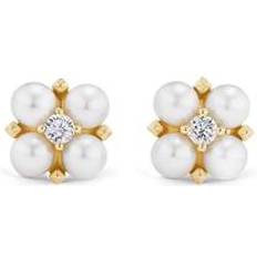 Jewelry David Yurman Women's Petite Modern Renaissance Pearl Stud Earrings in 18K Yellow Gold with Diamonds, 7.8MM Akoya White Pearl