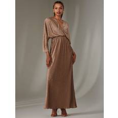 Bronze - Midi Dresses Jolie Moi Ruffle Hem Chiffon Midi Dress - Bronze