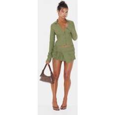 Clothing PrettyLittleThing Khaki Woven Frill Detail Cargo Skort