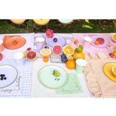 Tallrik guldkant PartyDeco Papperstallrikar Pastell
