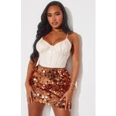 Brons - Dam Kjolar PrettyLittleThing Shape Bronze Disc Sequin Mini Skirt - Brown