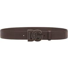 Dolce & Gabbana Brown Belts Dolce & Gabbana Calfskin Belt with Logo Brown