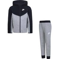 Girls - Sportswear Garment Tracksuits NIKE Little Kid's Sportswear Tech Fleece Full-Zip Hoodie Set 2-piece - Dark Grey Heather (86L050-G0E)