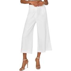 Milly Wide Leg Cropped Linen Pants - White