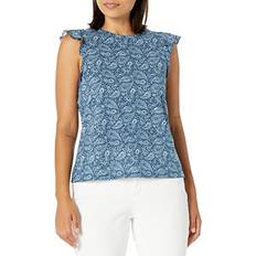 Lee Tank Tops Lee Ruffle Sleeve Crewneck Tank Top - Dark Denim Paisley