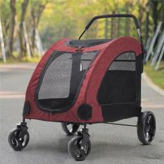 Pets Living and Home Red Folding Pet Stroller Pushchair - One Size