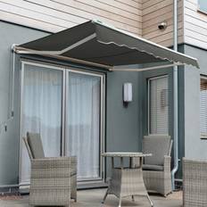 Black Patio Awnings Primrose Awnings Retractable Manual Half Cassette 2.0m x 1.5m - Dark Grey