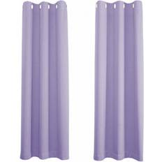 Happy Homewares Lilac Eyelet Curtains 66 x 72 Inch Drop - 2 Panel