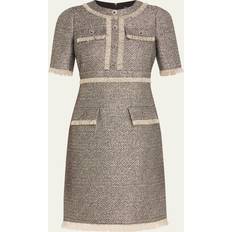 Grey - Men Dresses Metallic Tweed Dress - Platinum Multi
