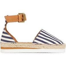 Multicolore Escarpins et Talons See by Chloé Glyn Striped Flat Espadrilles - Dark Blue