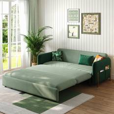 Homary 1397mm Full Sleeper Green Upholstered Sofa