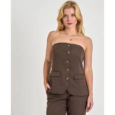 Dame - Skind Toppe Vila Vikami Strapless Vest - Coffee Bean