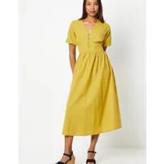 Lin Kjoler Principles Linen Blend Midi Dress - Green