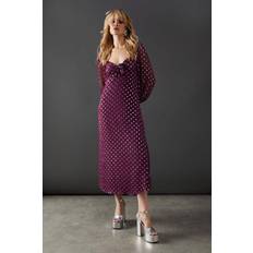 Clothing Warehouse Metallic Jacquard Dobby Cross Front Midi Dress - Purple