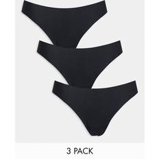 ASOS DESIGN Thong in No VPL & Lace 3 Pack - Black