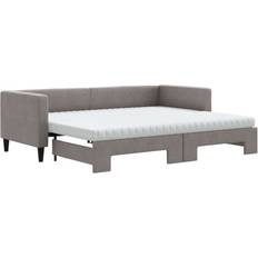 vidaXL Dagbädd Med Madrasser Utdragbar Taupe 80x200 cm Tyg