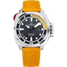 Marvin Swiss Automatic Movement Dive for Men Casual with Yellow Rubber Strap,Sapphire Glass Dial,Luminous Hands and Hour Markers,200m Waterproof for Diving or Underwater Sport