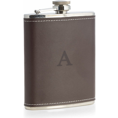 Hip Flasks on sale Bey-Berk Single Initial Stainless Steel Brown Leather 6 oz. Hip Flask