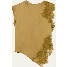 Gold Tank Tops A.L.C. Gracie Asymmetrical Lace Top - Gold/Pyrite