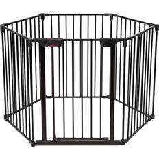 Costway 6-Panel Baby Pet Safety Playpen with Walk Through Door-Black