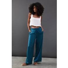 Turquoise Trousers Warehouse Satin Drawstring Waist Trousers - Teal