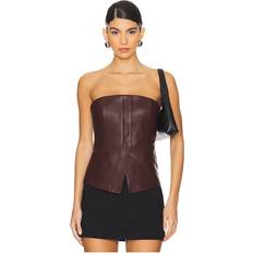 Cuero Blusas A.L.C. Renee Leather Top - Brown