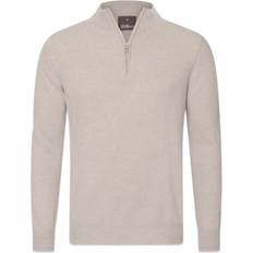Oscar Jacobson Patton Half Zip Sweater - Beige