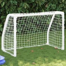 vidaXL Fodboldmål stk. 64x35x48 med bold til børn metal hvid