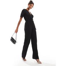 Vero Moda Jumpsuits & Overalls Vero Moda Plisse Wrap Front Jumpsuit - Black