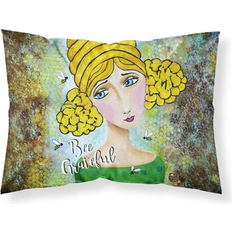 Brown Pillow Cases Caroline's Treasures Bee Grateful Girl Beehive Fabric Pillowcase VHA3008 Pillow Case Brown, Yellow, White, Green