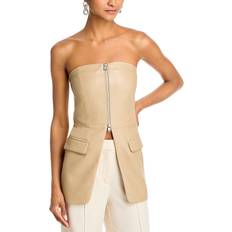 Cuir - Femme Chemisiers Lamarque Avani Faux-Leather Strapless Bustier Top - Tan/Beige