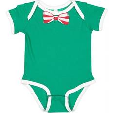 Children's Clothing Rabbit Skins Baby Rib Bow Tie Bodysuit - Kelly/White/Red/White Stripe