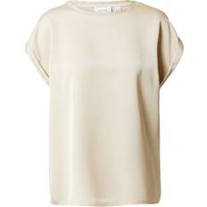 Guld Bluser Vila Viellette S/S Satin Top - Cement
