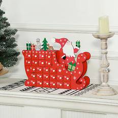 Calendarios de Adviento HOMCOM 24-Drawer Reusable Santa Sleigh Christmas Advent Calendar