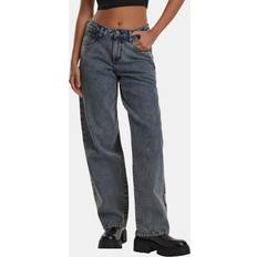 Urban Classics Dam Jeans Urban Classics Ladies Mid Waist 90's Jeans - Blue