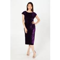 Clothing Coast Drape Velvet Pencil Dress - Aubergine