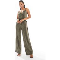 Vero Moda Jumpsuits & Overalls Vero Moda Strappy Wide Leg Jumpsuit - Black/Gold Glitter