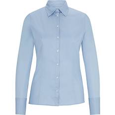 Damen - Stretchgewebe Blusen HUGO Slim-Fit Long Sleeve Bluse - Hellblau