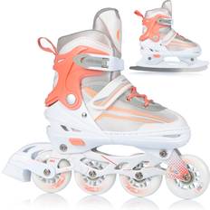 Nils Extreme Inline Skates 2in1 Rollerblades mit ACEB7-Lager Eislaufschuhe für Kinder und Erwachsene Verstellbare 39-43 Grau und orange NH18190