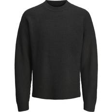 Elastan/Lycra/Spandex Tröjor Jack & Jones Enfärgat Stickad Tröja Svart