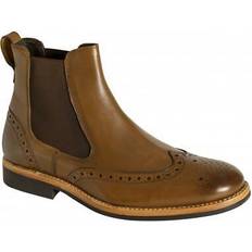 Hoggs of Fife Stanley Semi-Brogue Leather Boots - Burnished Tan