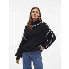 Lin Gensere Vero Moda Vmnewcream Ls Rollneck Pullover Boo - Svart