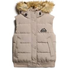Dam - Fuskpäls Västar Superdry Everest Faux Fur Gilet - Deep Beige Slub