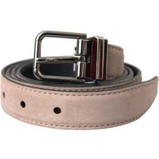 Beige - Unisex Skärp Dolce & Gabbana Beige Suede Belt with Silver Buckle Beige