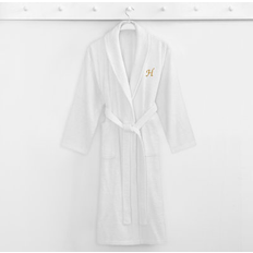 Gold - Men Robes Personalized 100% Turkish Cotton Terry Bath Robe - White