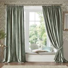 Laura Ashley Green Curtains Laura Ashley Loretta Ready Made Pencil Pleat Curtains - Sage Green